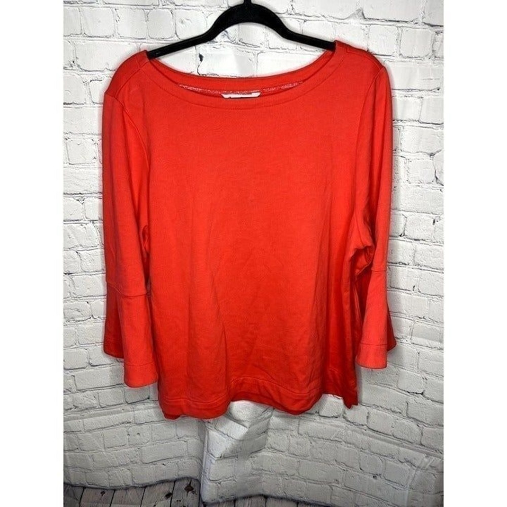 Tommy Bahama Womens XL Coral  Bell Sleeve Boat Neck French Terry Sweatshirt